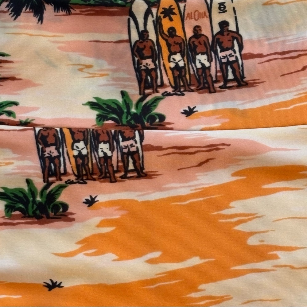 Aerie Aloha High-Cut Cheeky Pink Orange Bikini Bottoms Size M EUC - Picture 2 of 7